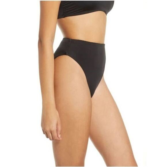 Chelsea28 Easy Retro High Rise Waist Swim Bottoms Size Medium Black NWT - Picture 7 of 7